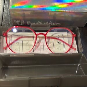 Vibrant Red Rectangular Glasses with Modern Design